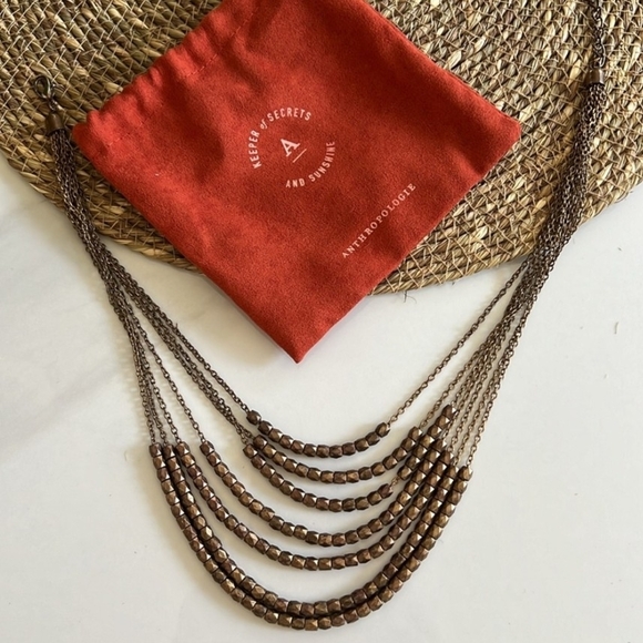 New Anthropologie Copper layer Necklace in gift bag - Picture 6 of 7